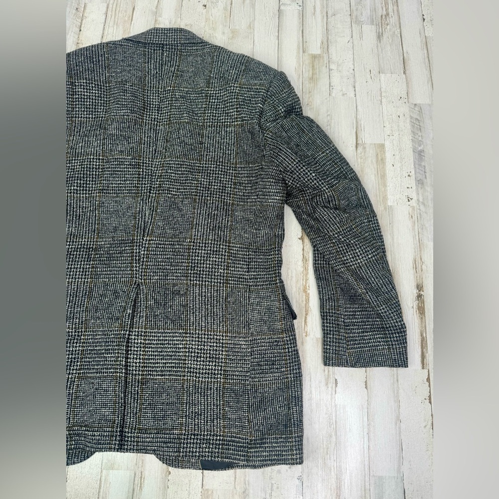 Haggar Mens Sport Coat Two Button Gray Nailshead Glen Checked Silk 44L - Picture 7 of 13